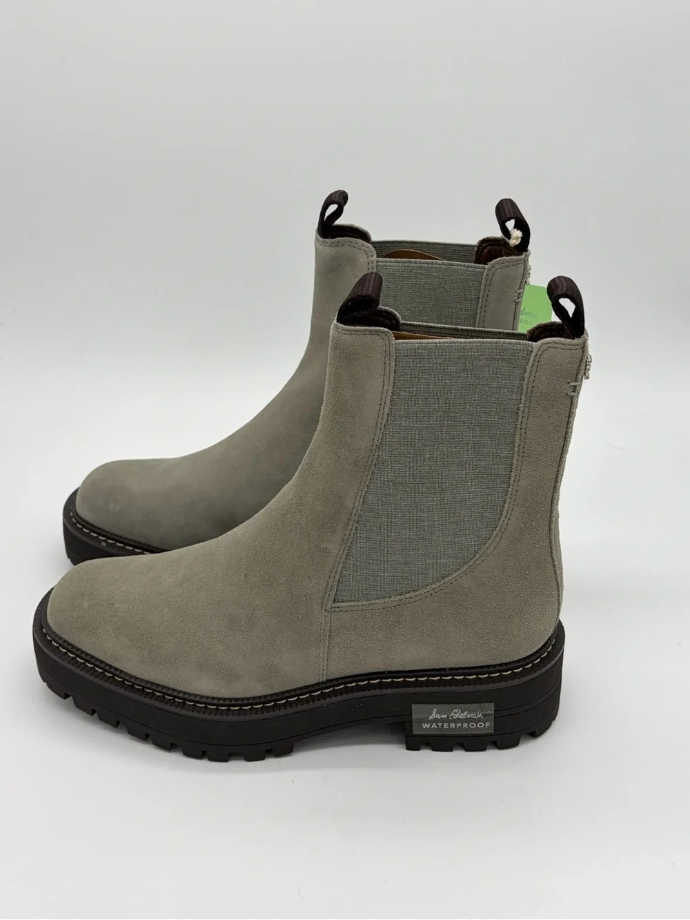 Sam Edelman Suede Chelsea Lug Boots - Taupe Gray